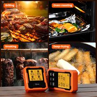 Termometer makanan plastik nirkabel LCD, 4 Probe termometer daging Digital untuk penggunaan Oven dapur memanggang luar ruangan OEM