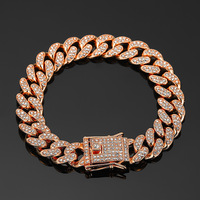 NL2023 Bracelet Hip Hop Géométrique Iced Out 13mm Plaqué Or Rose Chaîne Miami en Alliage de Zinc pour Anniversaires