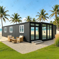 FLKT Maisons Modulaires Préfabriquées Prêtes à l'emploi, Mini-Maisons Portables Pliables à Double Aile Extensible, Structure en Acier, Type Conteneur