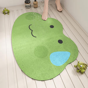 Alfombra de baño con diseño de rana de dibujos animados, alfombra ovalada antideslizante de poliéster para baño, con diseño de drenaje - Product Image 1