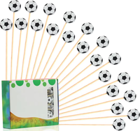 Piques à cocktail de football de 5 pouces en bambou, bâtonnets décoratifs pour fruits, cure-dents de football pour fêtes à thème sportif, fournitures pour anniversaires