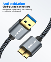 Cable de Carga Rápida USB SUNGUY, Listo para Enviar, Cable de Nailon Trenzado, Cable de Datos USB 3.0, Cargador Móvil para Teléfono y Laptop
