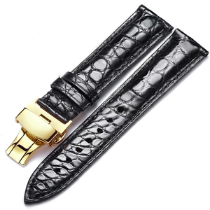 Bracelet de montre en cuir de crocodile véritable, logo personnalisable brillant, bracelet de montre en cuir - Product Image 3