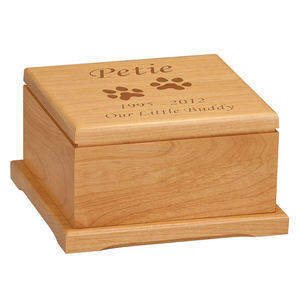 เลเซอร์แกะสลักสีแดงAlderสุนัขPawพิมพ์ไม้Pet Cremation Urn - Product Image 1