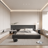 Ensemble de meubles de chambre à coucher modernes en bois personnalisés, directement de l'usine : lit, armoire, table de chevet, meuble de rangement, mobilier de maison