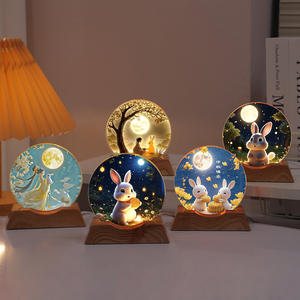 Lampe de chevet créative en forme de lune, à commande tactile, avec cristal lumineux, style européen, cadeau original pour une ambiance douce. - Product Image 2