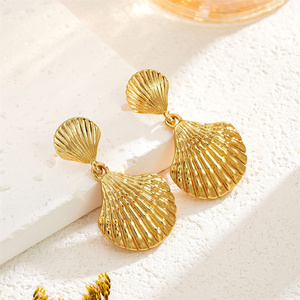 Stainless Steel <strong>Shell</strong> Pendant <strong>Drop</strong> Earrings for Women Trendy Ladies Wholesale Earring Hanging Accessories on <strong>Ear</strong> Fashion Jewelry - Product Image 5