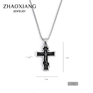 Colliers avec pendentifs en forme de croix de Jésus pour hommes et femmes, design rétro en acier inoxydable, fabrication directe - Product Image 4