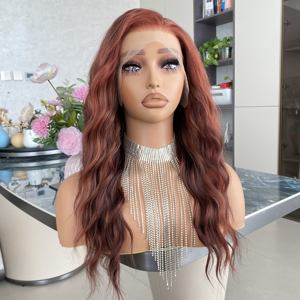 วิกผมสังเคราะห์สีแดงเข้มคุณภาพสูงแบบขายส่ง Futura ทนความร้อนสูง ขนาด 13x4 สำหรับผู้หญิง - Product Image 1