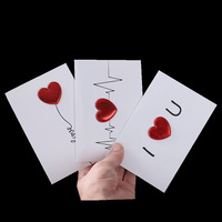 Carte de vœux Saint-Valentin 520, petite carte en carton faite à la main, imprimée avec un message de gratitude et un cœur, avec enveloppe