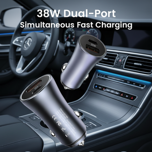 Chargeur de voiture USB Type-C double port 38W pour voitures électriques et téléphones mobiles PD 20W QC3.0 5V/3A Métal - Product Image 2