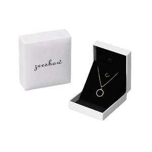 Benutzer definierte Logo Ohrring Ring Halskette Schmucks cha tulle Weiß Kunstleder Papier Schmuck Verpackung Luxus Papier Schmucks cha tullen - Product Image 2