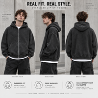 Sweat-shirt à capuche zippé personnalisé 100 % coton imprimé et brodé pour homme, en molleton, style streetwear, marque privée