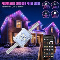 Guirlandes lumineuses extérieures permanentes pour avant-toit, 200ft 300ft 400ft, 48V, 6 LED, UCS2904 RGBWW, pour Noël et les fêtes, pour la maison