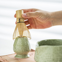 Support de fouet à matcha en bambou de haute qualité pour la vente en gros, ensemble de 8 fouets à matcha Chasen, bol à matcha en céramique personnalisé