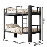 Lit superposé moderne en métal noir avec échelle et barrière de sécurité haute, personnalisable, en acier, pour commandes en gros – Vente directe usine