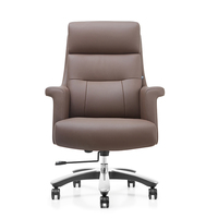 Chaise de bureau de direction à dossier haut BJ 413, en cuir véritable ou microfibre PVC en option, base en alliage d'aluminium réglable en hauteur