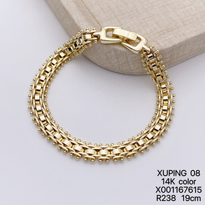 Gioielli XUPING all'Ingrosso, <span class=keywords><strong>Bracciale</strong></span> a Catena Cubana per <span class=keywords><strong>Uomo</strong></span> in Rame Placcato <span class=keywords><strong>Oro</strong></span> 14K, Stile Hip Hop alla Moda - Product Image 1