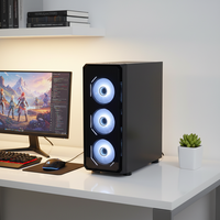 Boîtier PC Full Tower Pcooling avec panneaux latéraux en verre trempé, éclairage RGB, ports USB 3.0 pour ordinateur de jeu, design à haut débit d'air