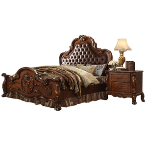 Juego de Muebles de Dormitorio de Madera Maciza de Lujo, Tallados a Mano, Estilo Francés e Italiano, Cama Redonda, Material de Caoba - Product Image 1