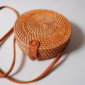 Handmade Preppy Style Women's Shoulder <b>Bag</b> Durable Natural <b>Straw</b> Rattan <b>Woven</b> Accessory for Vacation Beach Handicraft Vietnam - Product Image 2