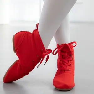 Sepatu dansa Jazz latihan guru dalam ruangan, sepatu dansa sosial profesional, sepatu sol lembut, sepatu kanvas untuk wanita 803