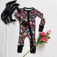 Combinaison bébé unisexe personnalisée en bambou à motif Halloween avec fermeture éclair bidirectionnelle, vêtement de nuit une pièce pour le printemps, pour nourrissons et tout-petits