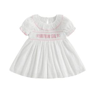 Vestido de Algodón con Letras y Logotipo Personalizado para Bebé, Ropa Infantil de Verano, Cuello Redondo, Manga Abombada, 1 Unidad - Product Image 1