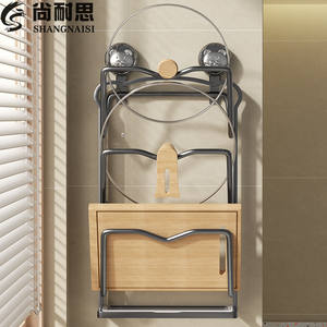 Support mural rectangulaire pour couvercles de casseroles, rangement sans perçage, organisateur de cuisine pour couvercles et planches à découper - Product Image 2