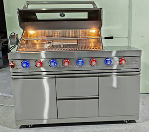 Barbecue à gaz moderne de luxe JoyBlaze en acier inoxydable 304, cuisine extérieure modulaire, 8 brûleurs, brûleur latéral, kit rôtissoire, 103x51cm - Product Image 3