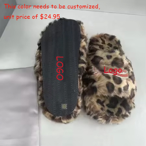 Xu hướng thời trang mùa đông nền tảng dép Lady đa màu sắc trong nhà nhà mềm Fluffy mờ trượt với Thêu ấm lông dép - Product Image 2