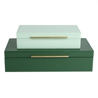 Lot de 2 boîtes de rangement vert foncé et clair bureau en cuir pu cosmétique maquillage bijoux divers boîte de rangement avec couvercle