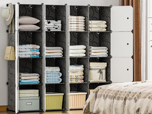 Easy to Assemble DIY Modern Extendable Plastic Folding Wardrobe with Black Frame and White Door Portable Home <b>Storage</b> - Product Image 2