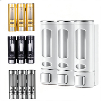 Distributeurs automatiques de savon liquide muraux en ABS double, rechargeables, pour cuisine, salle de bain et hôtel (vente en gros)