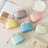Porte-monnaie en cuir pleine fleur grande capacité, style cordon de serrage, sac de rangement simple et multifonctionnel, pochette portable à dragonne, petite taille