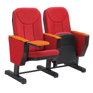 Sillas de Auditorio Pilot con Patas Móviles, Tapizadas en Tela Roja, para Salas de Conferencias Escolares, Salas de Capacitación - Product Image 3