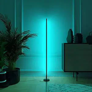 Lampu Lantai Sudut Berdiri, Gaya Nordic Modern Berdiri Bawah Bulat Ruang Dekorasi Remote Control RGB LED Berdiri Lampu Lantai Sudut Tuya Pintar Keren Pertunjukan Lampu