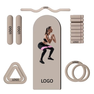 Ensemble d'équipements de fitness en silicone écologique personnalisable : Haltères triangulaires, Anneau de Pilates, Attaches cheville et poignet, Options multicolores, Anneau de Pilates hexagonal - Product Image 3