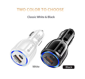 Caricabatterie Rapido 18W per Auto, Caricatore USB QC3.0 Tipo <span class=keywords><strong>C</strong></span> per <span class=keywords><strong>2</strong></span> Dispositivi - Product Image 2