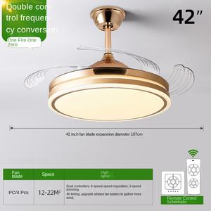 Ventilador de Techo de Cobre de 42 Pulgadas con Motor Silencioso, Iluminación LED, Control Remoto Retráctil, para Baño, Hogar, Sala de Estar, Comedor, Dormitorio - Product Image 4