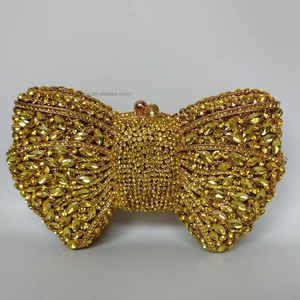 New Diamond-encrusted PU Rhinestone Bow Evening <b>Clutch</b> Wedding Full Rhinestone Crystal Chain Magnetic Clasp Evening Tanjing - Product Image 4