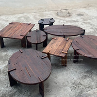 Table à thé en bois massif de protection de l'environnement Wabi-sabi, table basse en bois naturel rétro pour salon de thé, salon, meubles