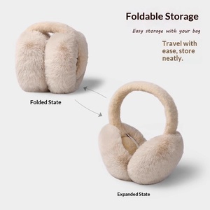 Couvre-oreilles en fibre de polyester pelucheux, mode hiver pour hommes et femmes, chauds, pliables, anti-gel, pour étudiants - Product Image 4