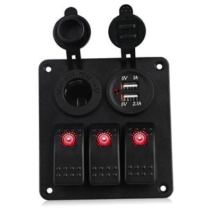 แผงไฟ LED Yuhe YH-DH3-QA 3 ช่อง 12V/24V พร้อมพอร์ต USB คู่ และช่องเสียบที่จุดบุหรี่ สำหรับสวิตช์แบบกดเปิด-ปิด - Product Image 2