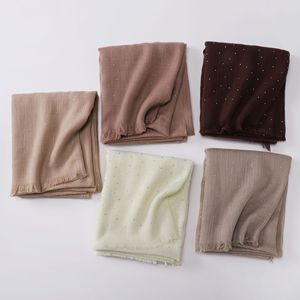 Bandanas ethniques, châle pour femmes musulmanes, écharpe en fil de bambou, enveloppe avec ornements en cristal et franges, couleur <span class=keywords><strong>Ure</strong></span>, bordure scintillante - Product Image 6