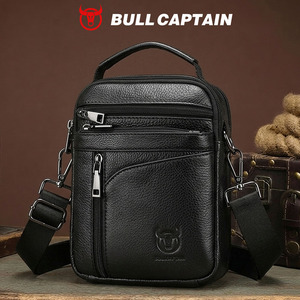 กระเป๋าหนังแท้คุณภาพสูง BULLCAPTAIN สำหรับผู้ชาย กระเป๋าสะพายข้างทรงวินเทจขนาดใหญ่ หนังวัวแท้ ดีไซน์พกพาสะดวกพร้อมซิป - Product Image 1