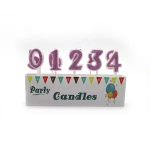 Gelukkige Verjaardag Kaars/Nummer Kaars/Verjaardagstaart Kaars 0-9 Roze Glitter Digitale Kaarsen