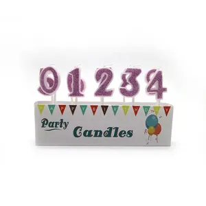 Happy birthday candle/number candle/birthday cake candle 0-9 Pink Glitter Digital Candles