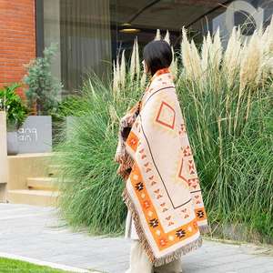 बोहेमियन ज्यामिति बोहो 70% पॉलिएस्टर 30% कपास कंबल कस्टम टेपेस्ट्री बुने हुए समुद्र तट पिकनिक फेंक - Product Image 3