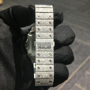 Montre de luxe en moissanite de haute qualité, certifiée D VVS, bracelet en acier inoxydable de 20 mm de large, résistante à l'eau, cristal saphir ETA - Product Image 5